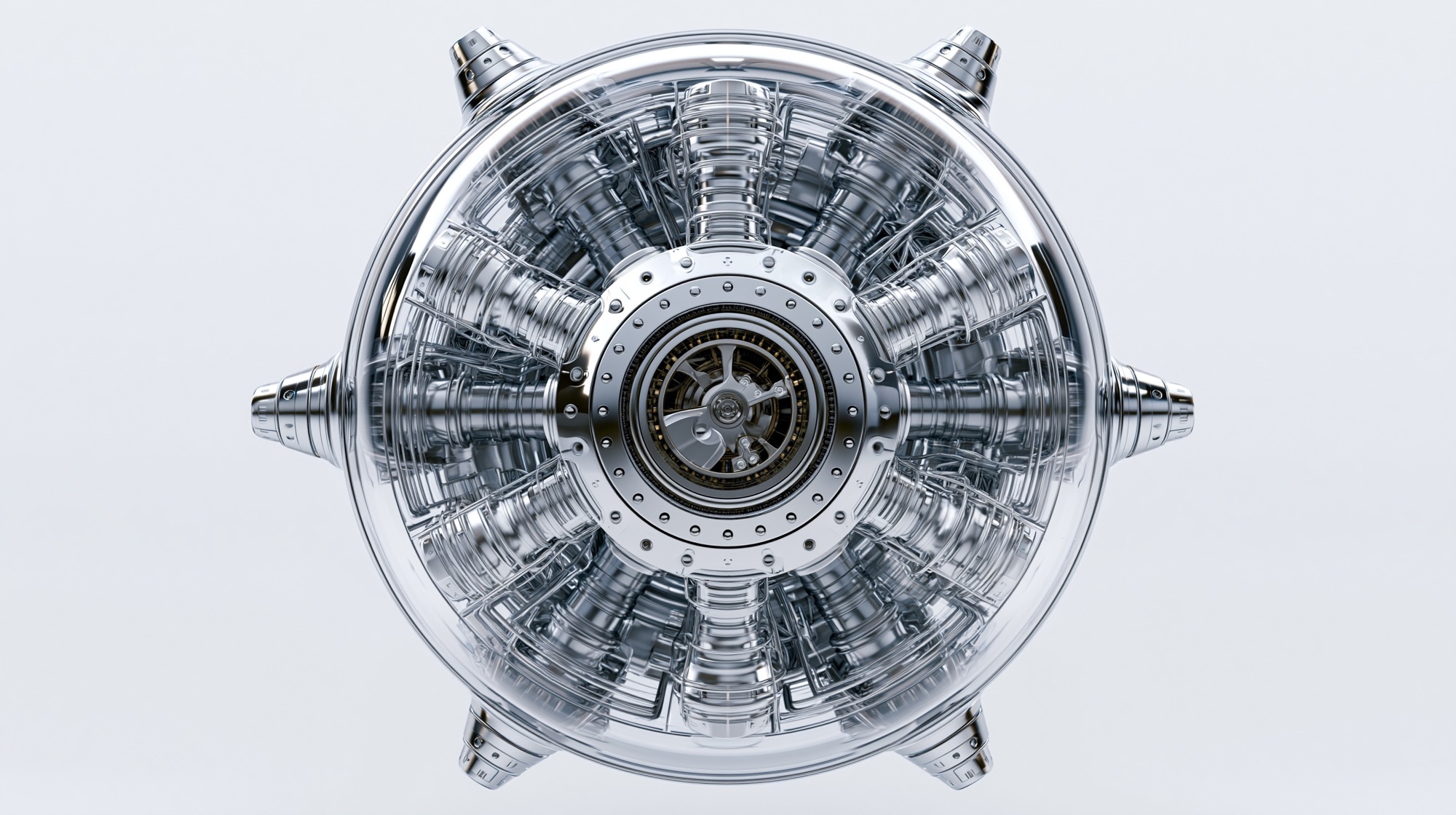 Precision-engineered engine assembly, studio detail